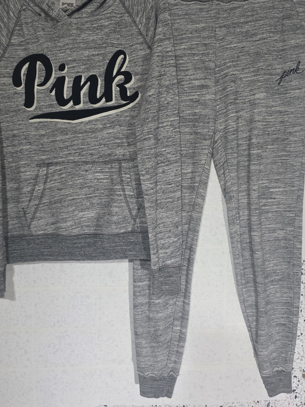 PINK Victoria's Secret Gray Heather Girls' Cozy Pajama Set